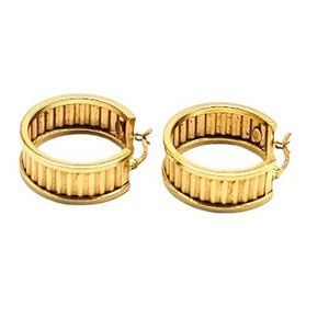 Estate textured round vintage 14K gold hoops